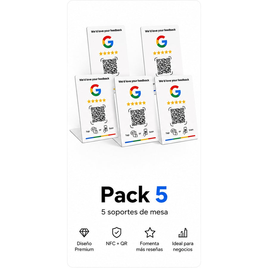 Pack revendedor: 5 expositores NFC + QR