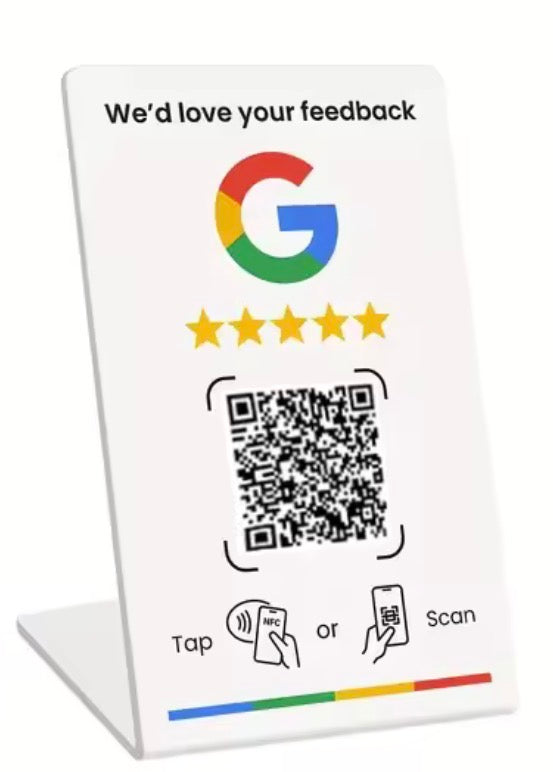 Expositor de mostrador NFC + QR para reseñas de Google