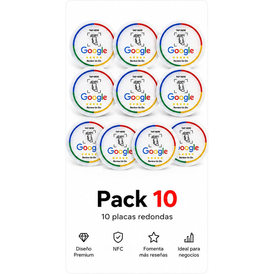 Pack revendedor: 10 pegatinas NFC redondas
